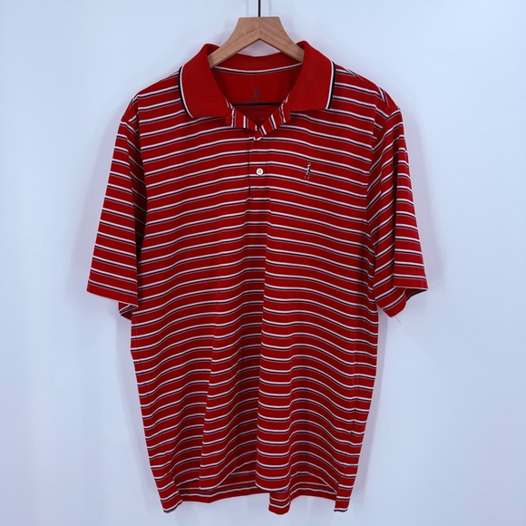Bobby Jones Mens Performance Golf Polo Shirt Red Striped Size L - Picture 1 of 6
